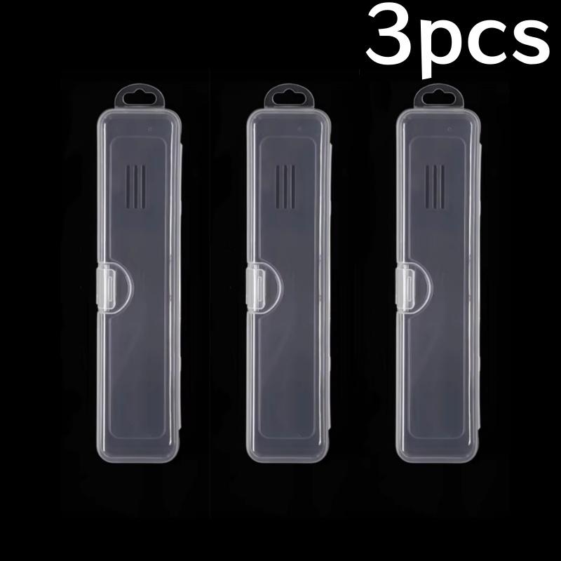 1/2/3Pcs Portable Makeup Brush Organizer Eyebrow Pencil Toothbrush Chopsticks Transparent With Cover Storage Box Kitchen Tools