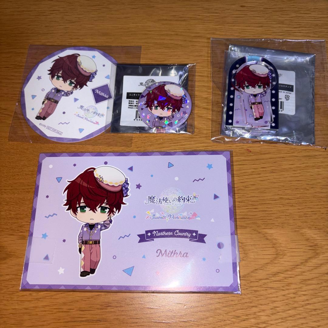 [USED] The Wizard s Promise (Mahoyaku) Mithra Sweets Paradise Acrylic Stand Can Badge Bonus Item