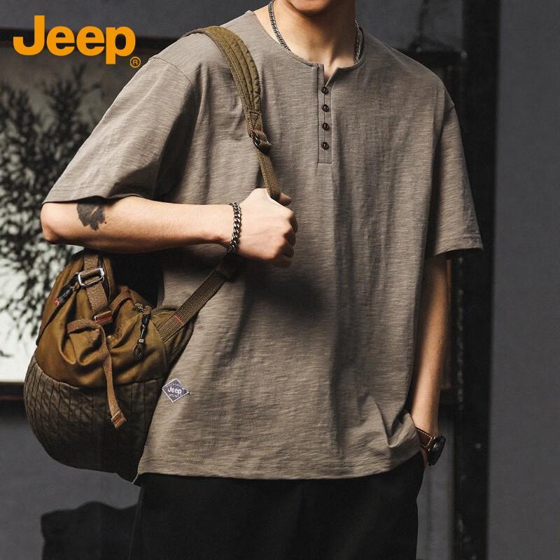 Jeep Men's Retro Henley Short Sleeve T-Shirt