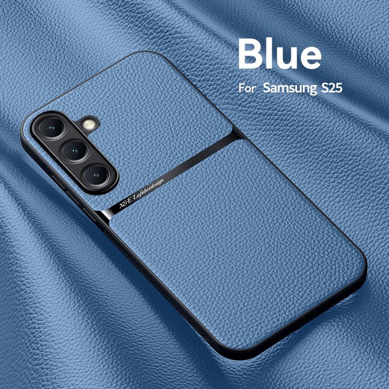 Solid Color Leather Slim Magnetic Phone Case For Samsung S25 S24 FE S23 Ultra S22 S21 A16 A55 A54 A15 A35 A34 Soft Shockproof for MagSafe Bumper Cover