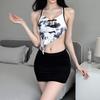 Sex Underwear Classical Ink Hip Skirt Pure Desire Retro Neck Belly Pocket Set