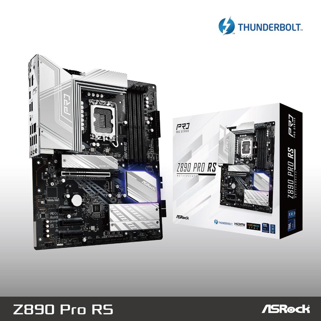 ASRock Základní deska Z890 Pro RS Intel CPU Core Ultra kompatibilní čipová sada Z890 DDR5 ATX Základní deska Autorizovaný distributor (LGA1851) [domácí produkt]