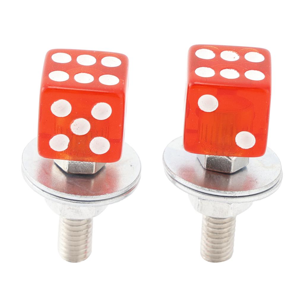 4x Custom DICE License Plate Bolt Screw Red Plastic Motorcycle Chopper Bobber