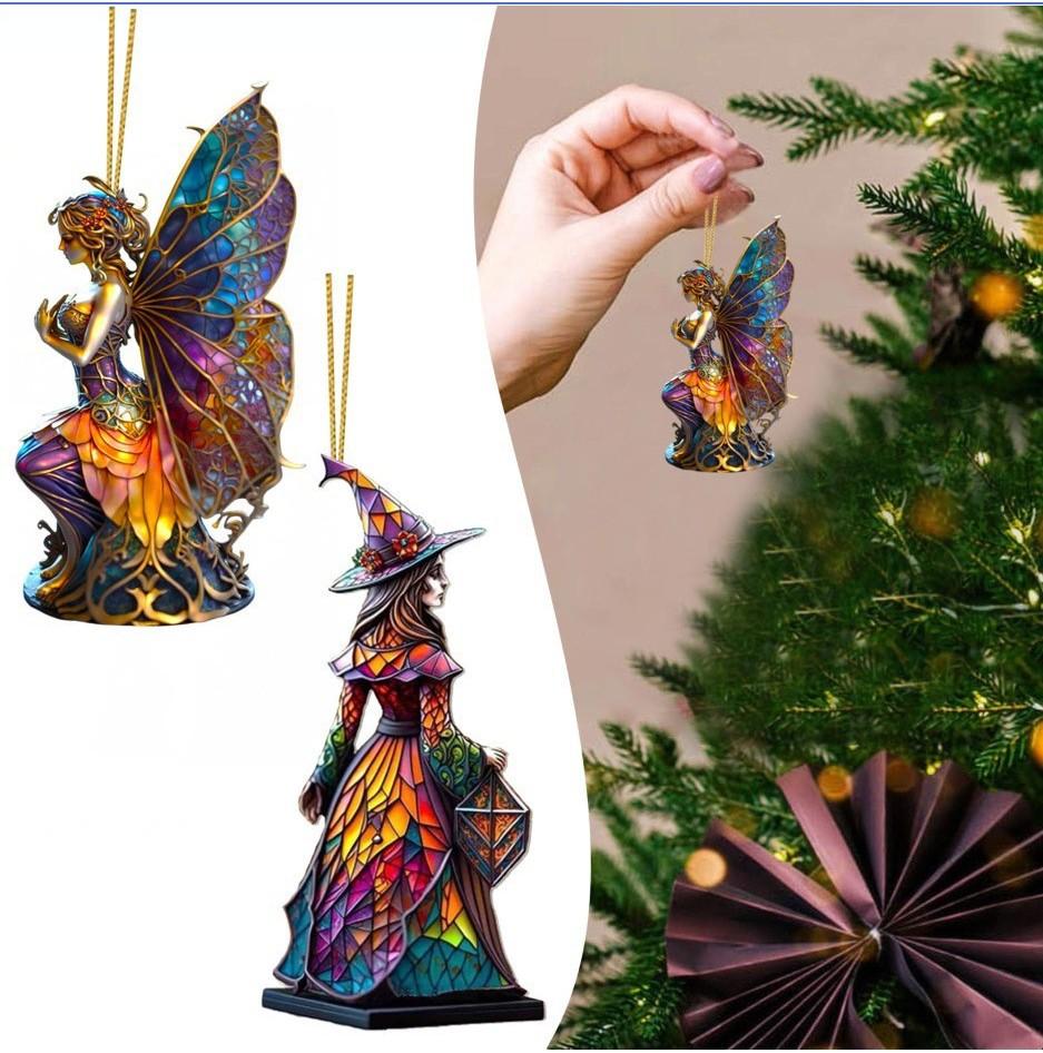 Chic Acrylic Witch Car Hanging Ornament Perfect For Halloween And Decor Christmas