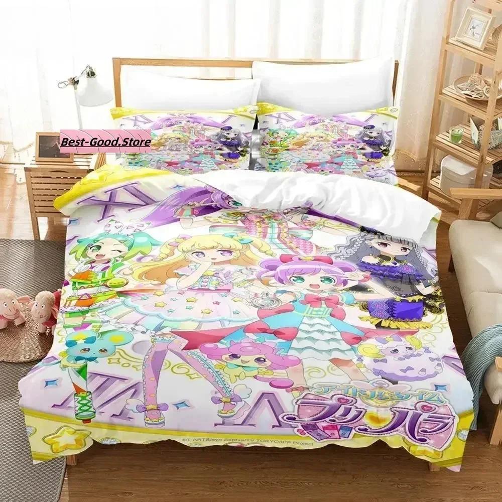 3D Kawaii Girls Idol Time Pripara Bedding Set Single Twin Full Queen King Size Bed Set Adult Kid Bedroom Anime Bed Sheet Set