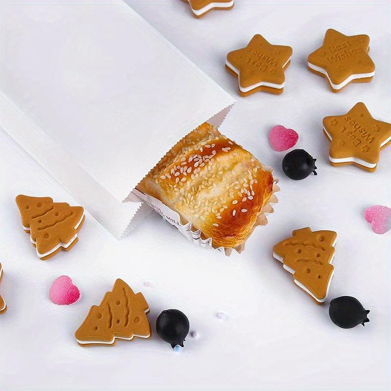 50 ks velkých bílých svačinových tašek, kraftových bílých papírových tašek, silných pro malé firmy