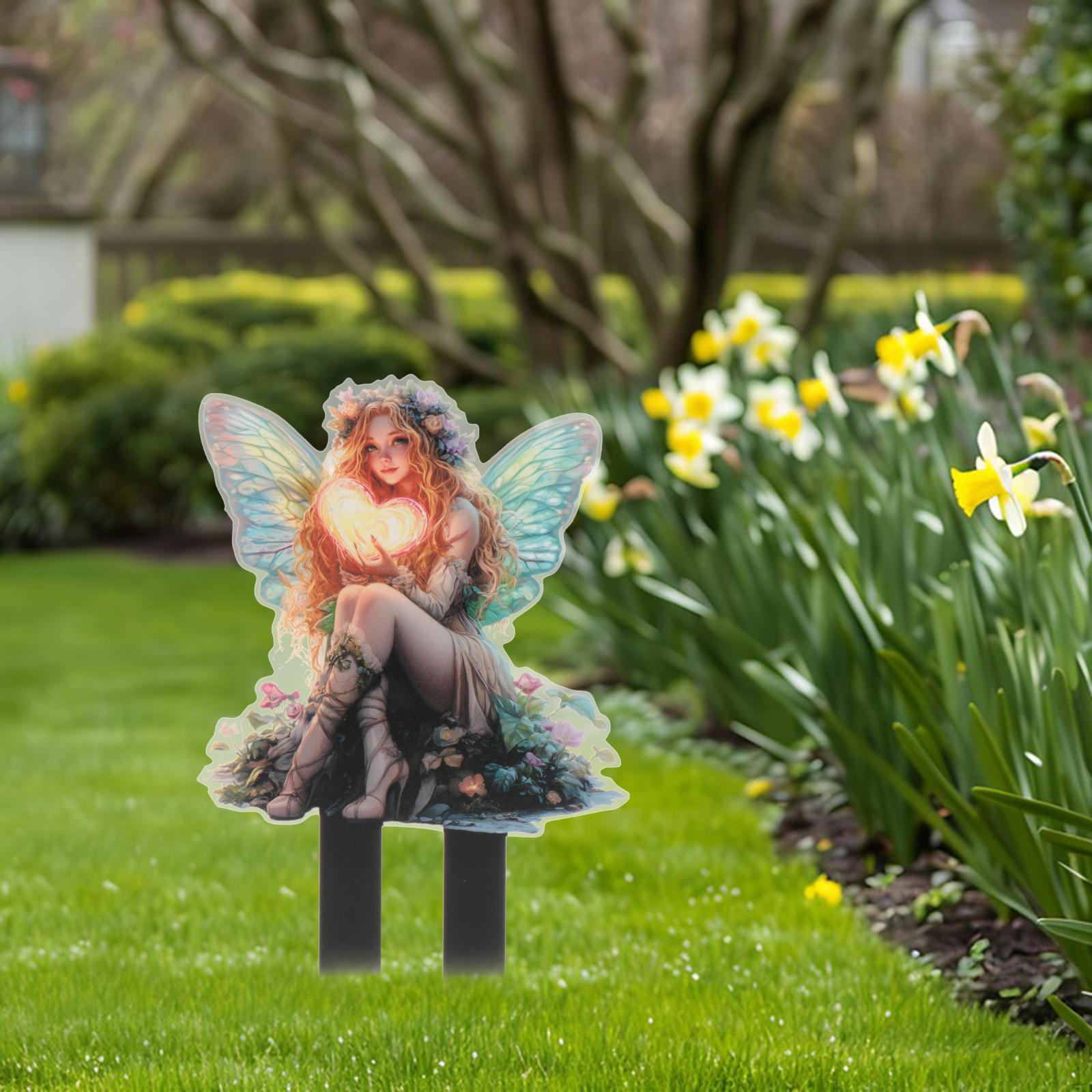 

Decorative Outdoor Garden Sign, 2D Fairy Design, Ideal for Indoor And Porch Use. Fairy with Heart