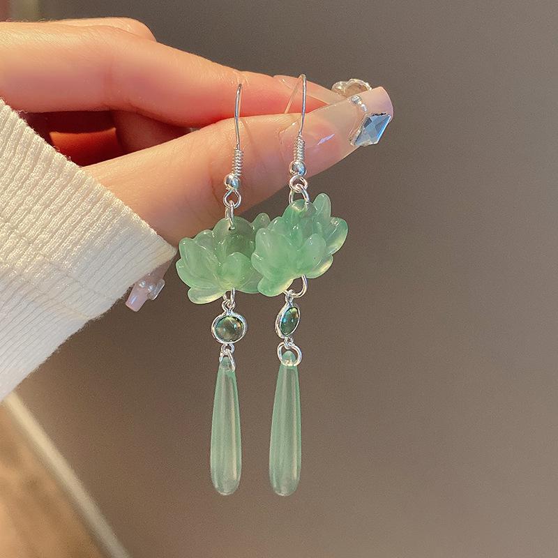 2025 High-End Lotus Drop Earrings: Chinese Hanfu-Inspired Jewelry for Women