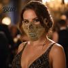 Diamond Skull Half Mask Halloween Face Mask Rhinestone Punk Knight Masquerade Prop Comfortable with Adjustable Straps Lightweight Plastic Party for