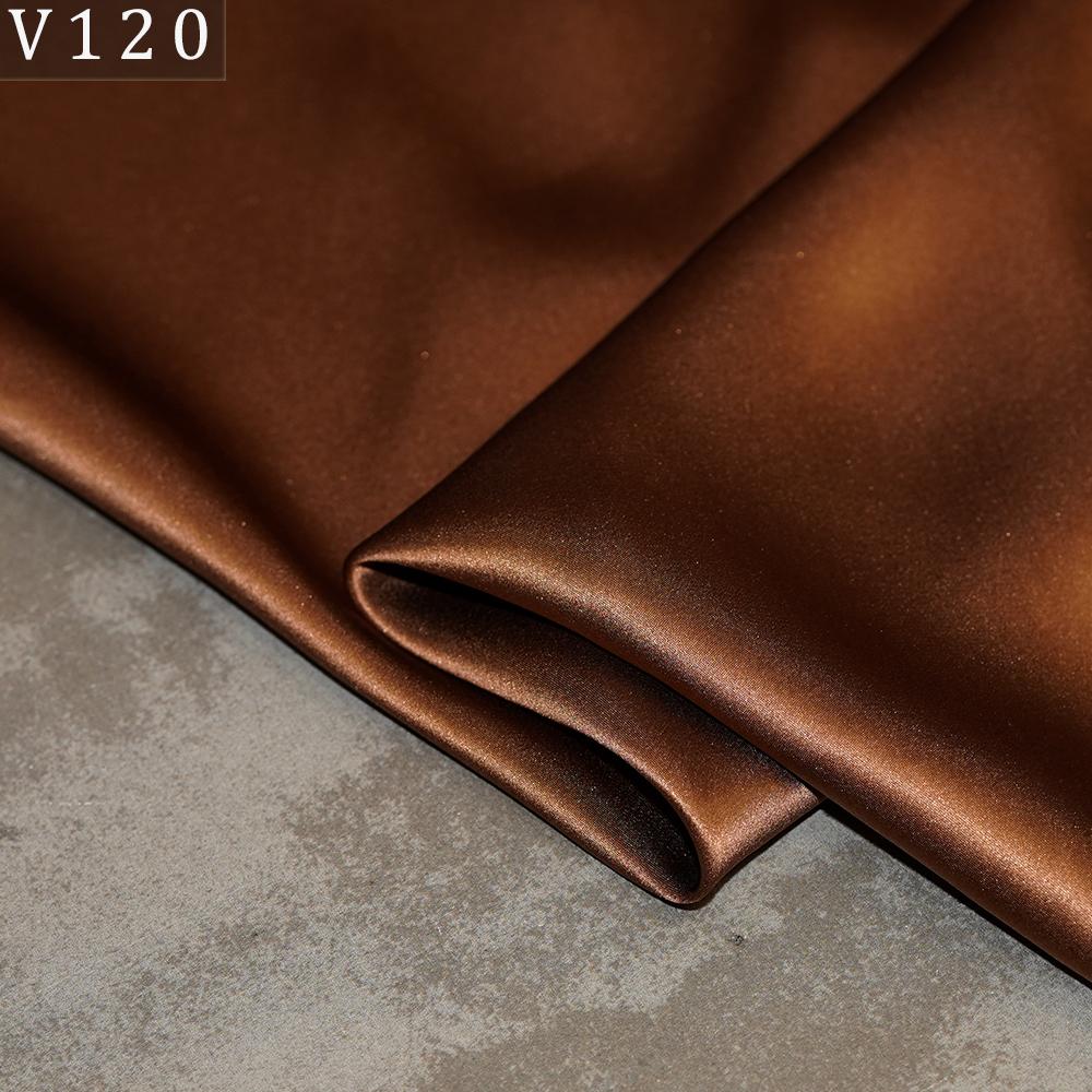 HYSK Natural Genuine Pure 100% Silk Crepe Satin Fabric Silk China Duchess Plain Brown by Meter for Dress Bedding Wedding