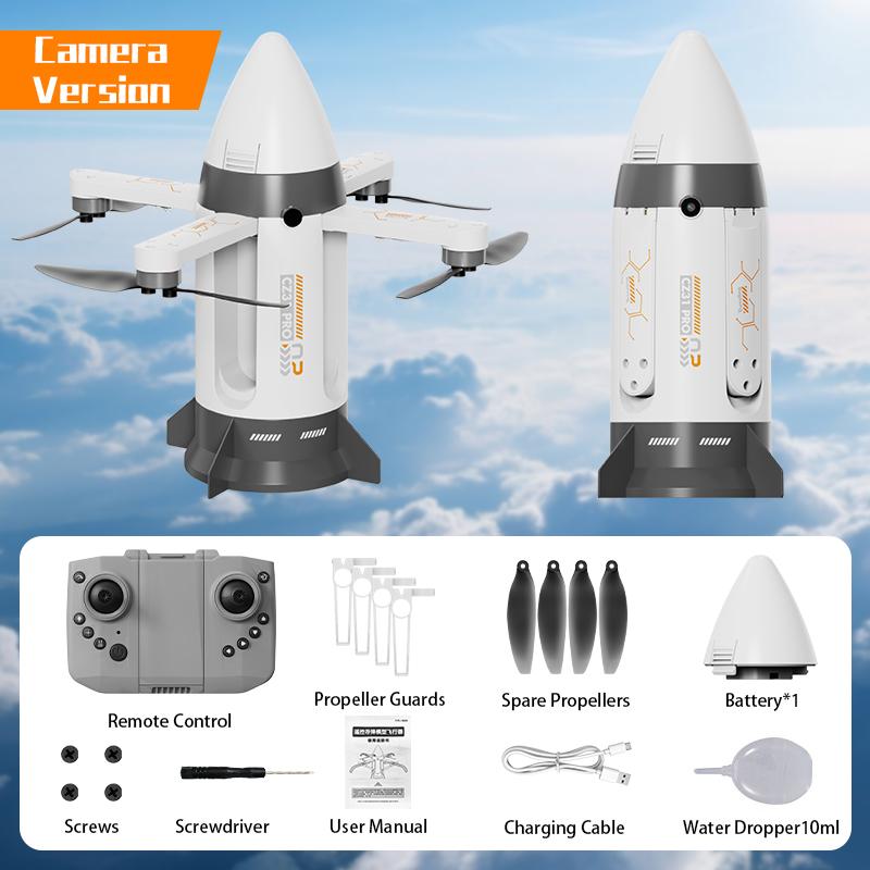 Brinquedo Voador de Nave Espacial RC Sem Escovas Foguete Dobrável Avião Foguete Carro Foguete Acrobático Foguete Espacial Voador de Controle Remoto com Spray
