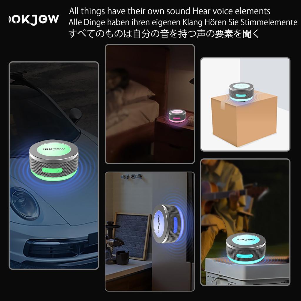 Okjew Portable Wireless Bone Conduction Bluetooth Vibration Speaker with 3D Surround and Dynamic LED Light for and Outdoor Use Sound, 7.5W Output,