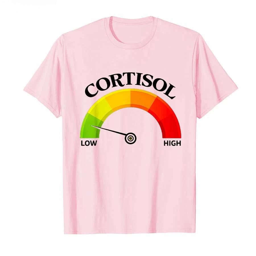 Retro Funny Low Cortisol Levels V Meme Tshirt for Unisex Women Summer Fashion Cotton T Shirts Short Sleeve Tops