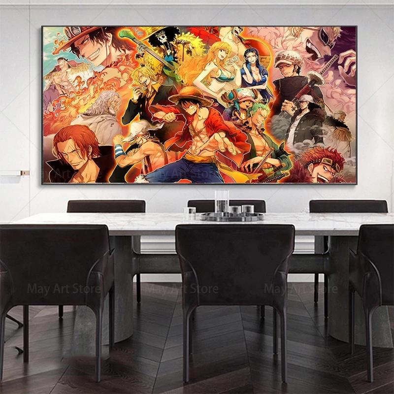 Klasické japonské anime One Piece Luffy Malba na plátno Umělecké plakáty Reprodukce Obrázky postav do pokoje Domácí dekorace Anime Plakát Bez rámu