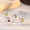 Light Luxury Natural Crystal Stone Bead Opening Ring S925 Sterling Silver Women's Temperament Versatile Snowflake Small Fresh Ring Fashion Gift
