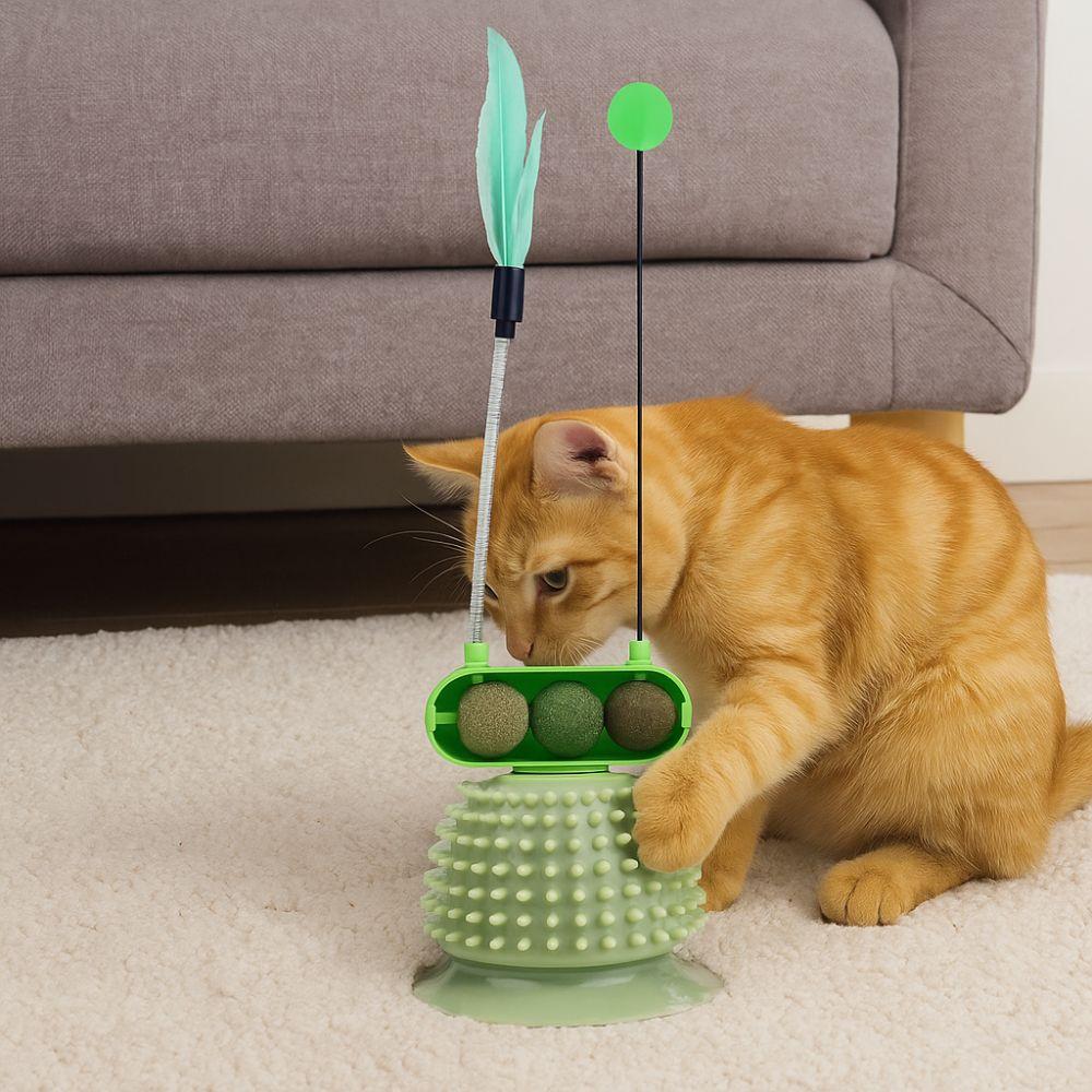 Wear Resistant Cat Spinning Wheel Toy Detachable Cat Anti Itch Toy Cat Teaser Stick  Training