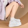Fashion 6CM Genuine Leather Women's Casual Thick Bottom Sneakers Spring Style Versatile Student Fashionable Board Shoes Upper Lace-Up