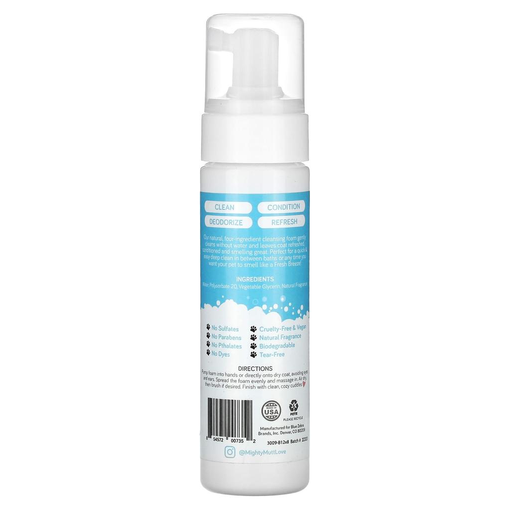 Waterless Foam Shampoo for Dogs, Fresh Breeze, 237Ml(8Fl Oz)