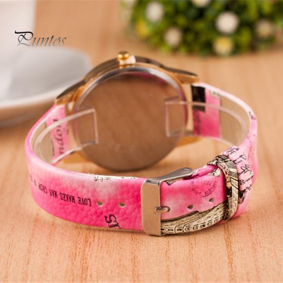 Orologio da polso da donna al quarzo con quadrante rotondo intarsiato di strass a forma di fiore e cinturino in ecopelle