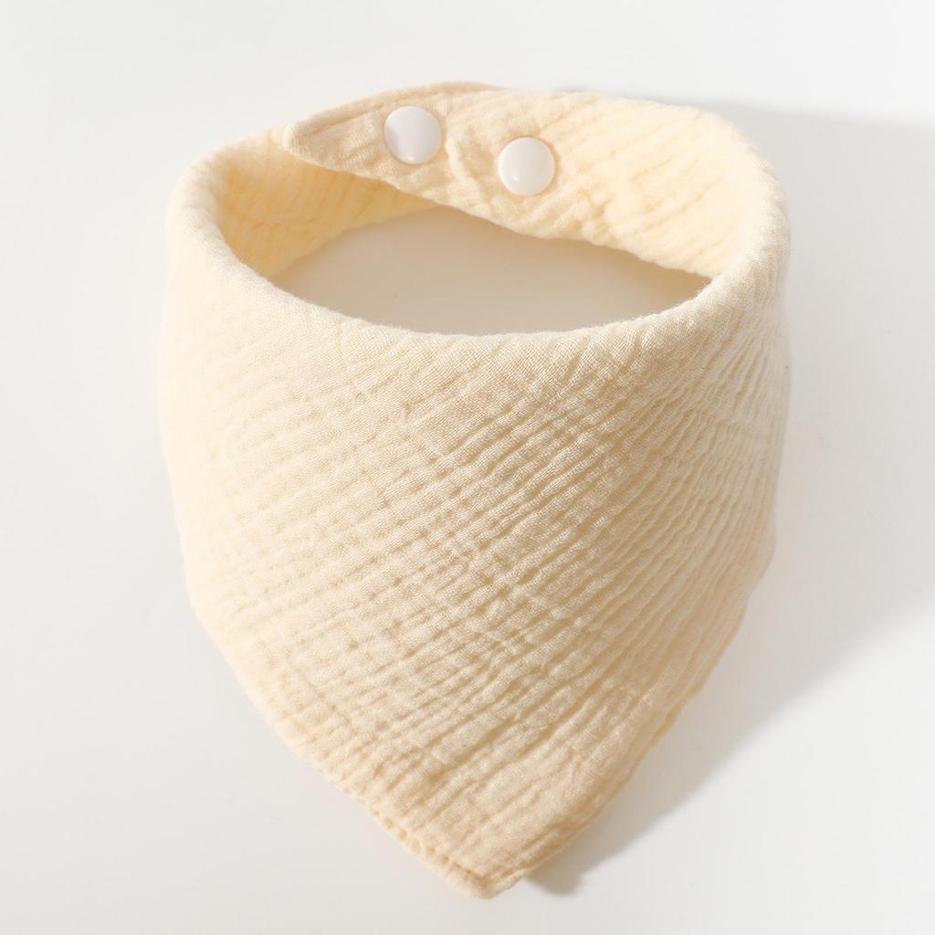 Solid Color Four-Layer Gauze Baby Bib Triangle Scarf with Snap Closure