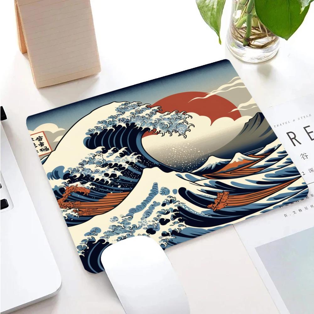 Japanese Art Kanagawa Waves Mouse Pad Gamer Desk Mat Square Gaming Office Accessories Rug Mousepad PC Rubber Keyboard Table Mats
