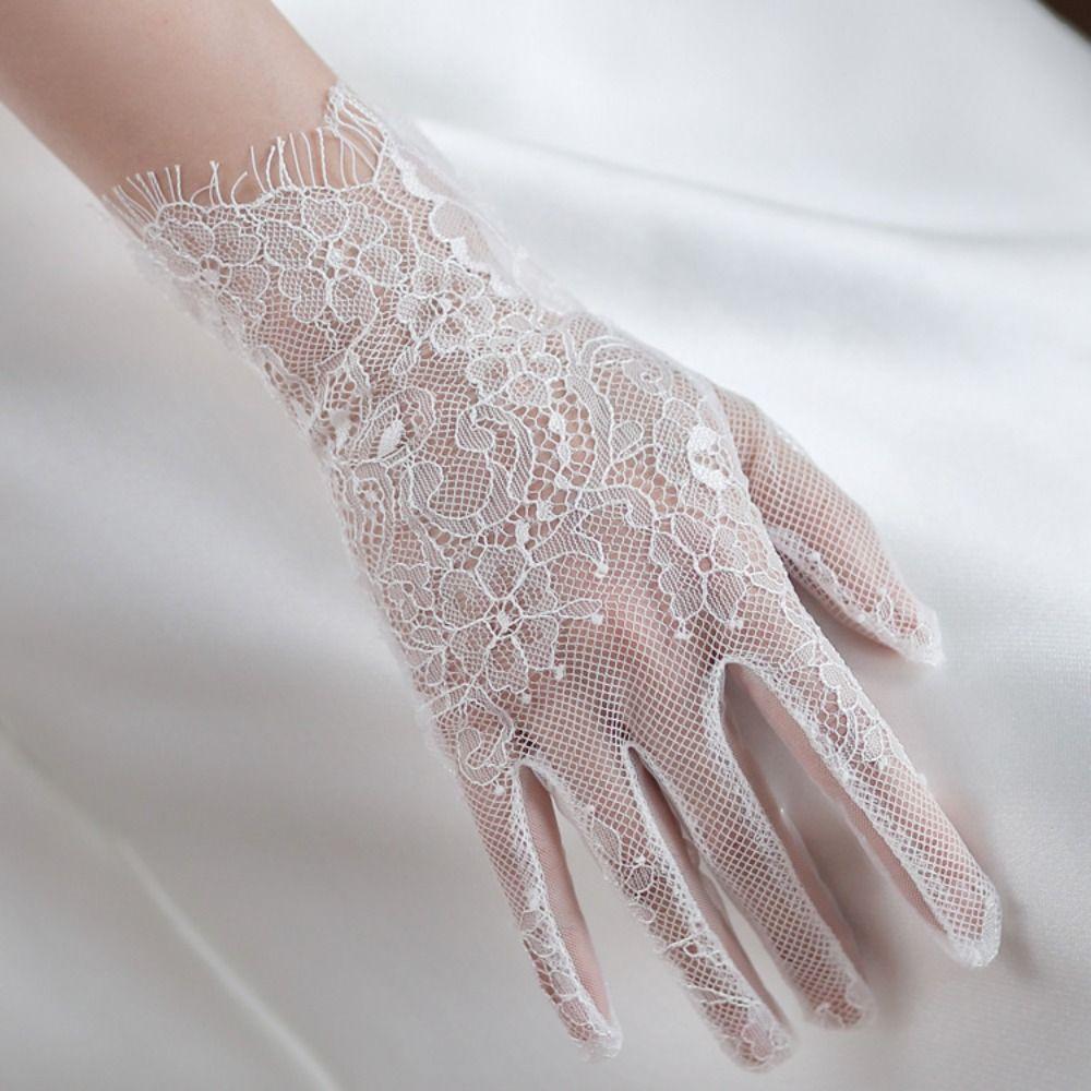 Elegant Cosplay Mesh Banquet Dinner Dress Party Wedding Mittens Bridal Mesh Gloves Lace Long Gloves