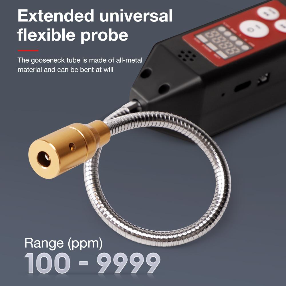 LD610 Combustible Gas Detector Portable Gas Leak Tester 360° Flexible Probe C3H8 C4H10 H2 Methane Leakage Monitor 100-9999PPM