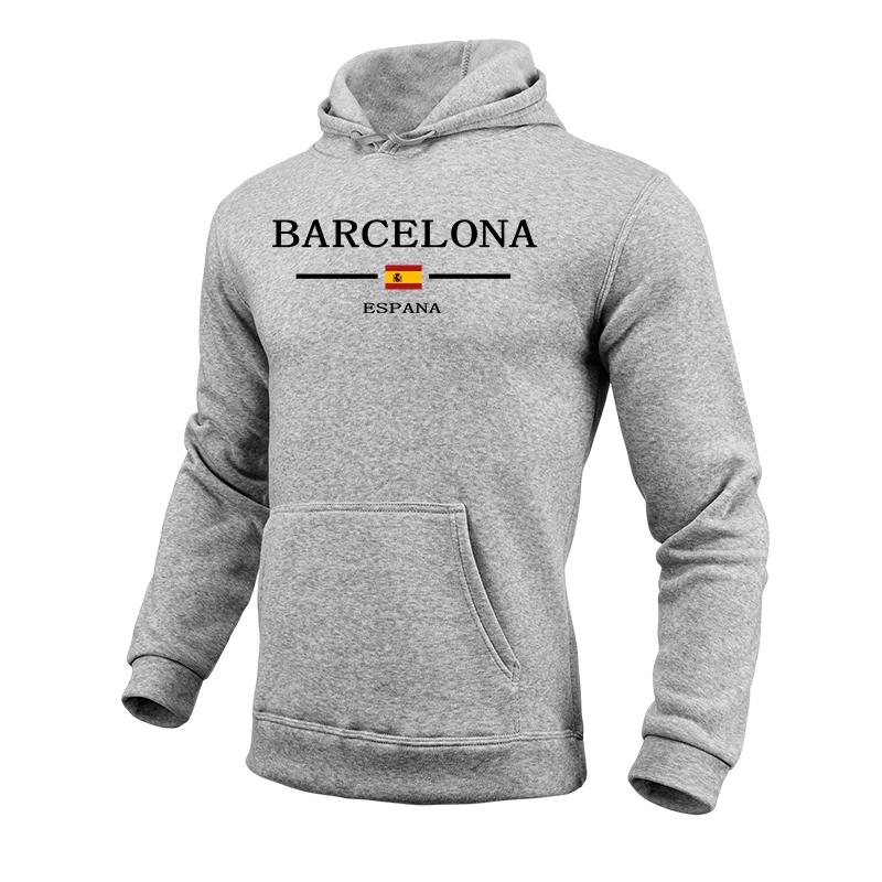 Barcelona Fashion Hoodies for Men All Season Daily Casual Sports Hooded Sweatshirts Male Home Outdoor Comfort Fashion Pullover