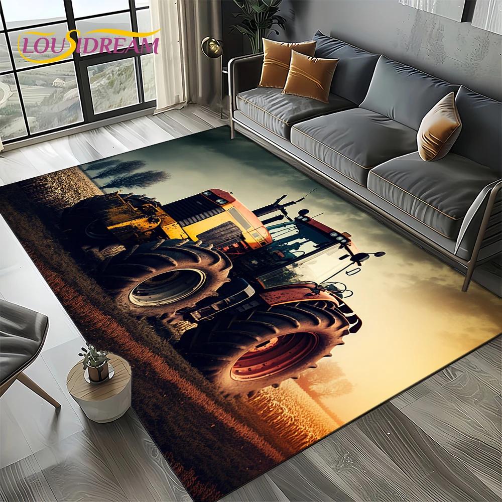 27 Style Truck Retro 3D Tractor Car Carpet Rug for Living Room Bedroom Home Sofa Decoration,Kid Area Rug Non-slip Floor Mat Gift