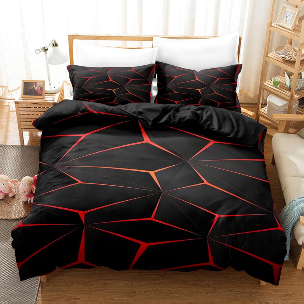 3D Geometric Bedding Set Abstract  Cool Blue Black Home Textiles Single Twin Queen King Size Bedding Sets Home Decor