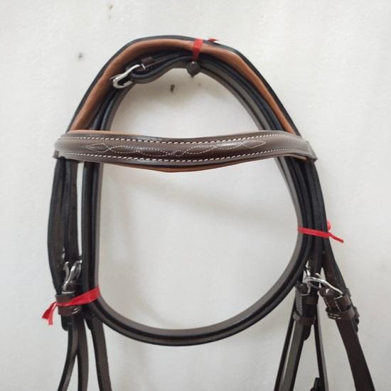 Premium Designer Leather English Bridle with Tan Padding.