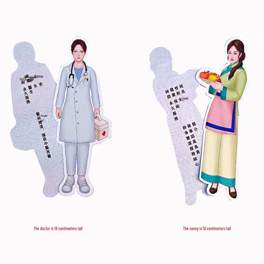 Luxury Joss Paper Sacrificial Supplies: Ten-Person Group of Nanny, Doctor, Bodyguard, Chef, Tailor, Repairman, and Security Guard.