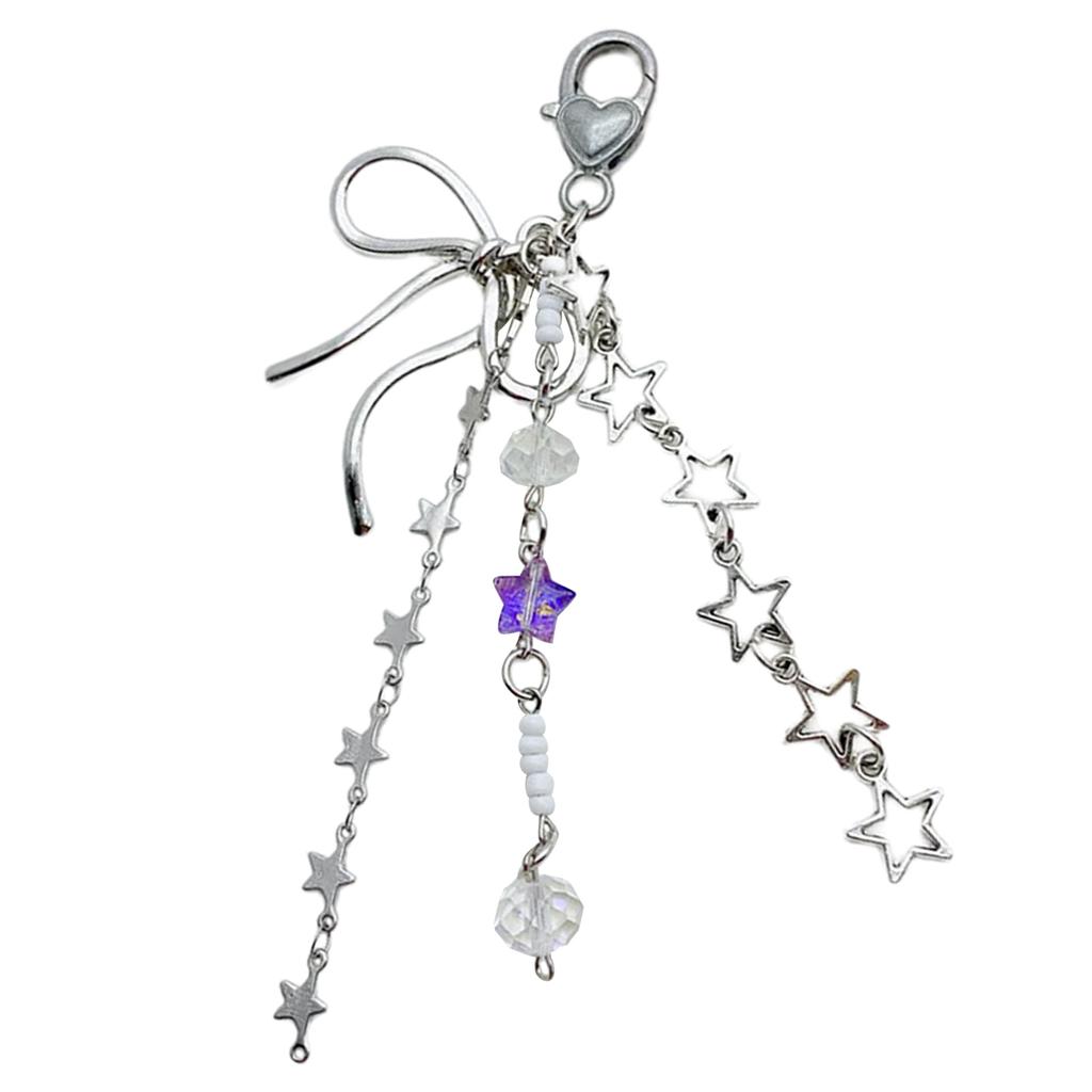 Elegant Jellyfish/Star/Crucifix Bowknot Bag Charm Fashionable Butterfly Knot Keychain Accessory for Women and Girls