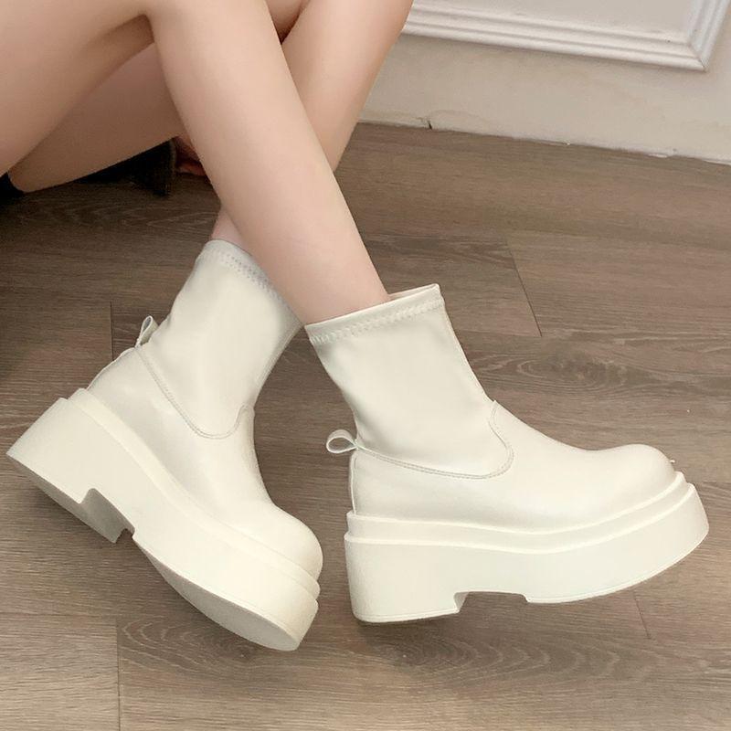 Popular boots small short boots women's 2025 new autumn and summer fashion versatile small man thick bottom foreign style thin boots women