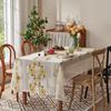 Flower Embroidery Table Cover Beige Table Runner Christmas Lace Tablecloth  Table Decorations