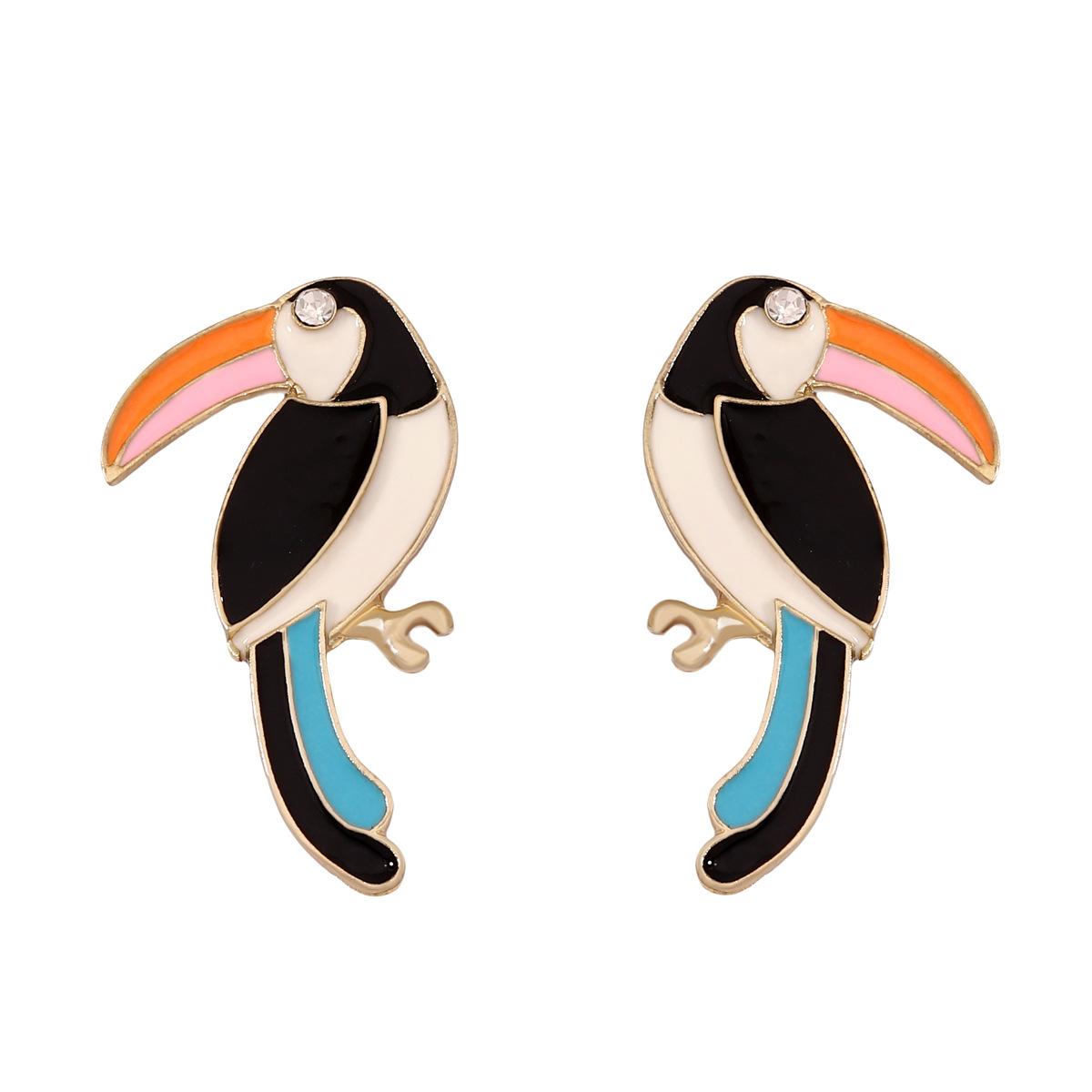 Преувеличенные, Креативные Дамские Нишевые Эмалевые Попугаи Модные Личностные Серьги разноцветный