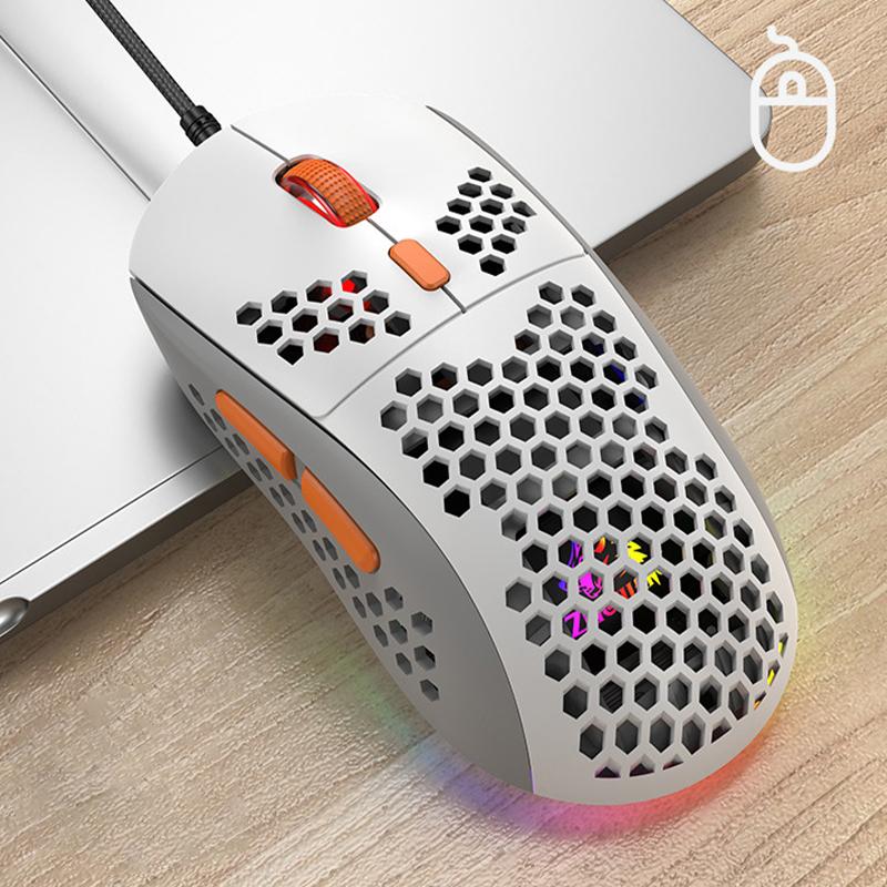 Souris Filaire Lumière Rgb Nid d'Abeille Souris Gaming Usb Bureau PC Ordinateurs Aouse