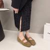 New Literary Bow Square Head Shallow Mouth Mary Jane Single Shoes Women's Flat Suede Commuter Grandma Shoes