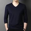 Hengyuanxiang Men's Silk Blend V-Neck Long-Sleeve T-Shirt