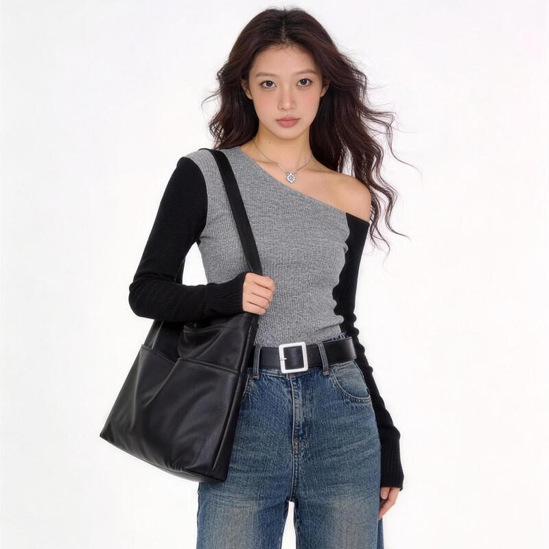 

MEGA STONE 2026 Women s Lambskin Commuter Tote Bag