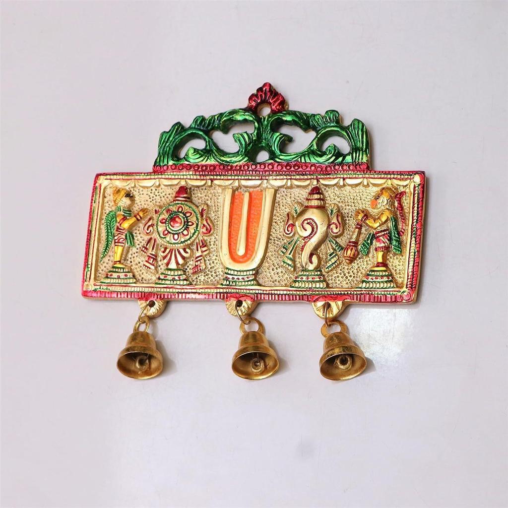 Wall Hanging Tirupati Balaji Symbol Shankh Chakra Tilak with Hanuman ji and garud Statue