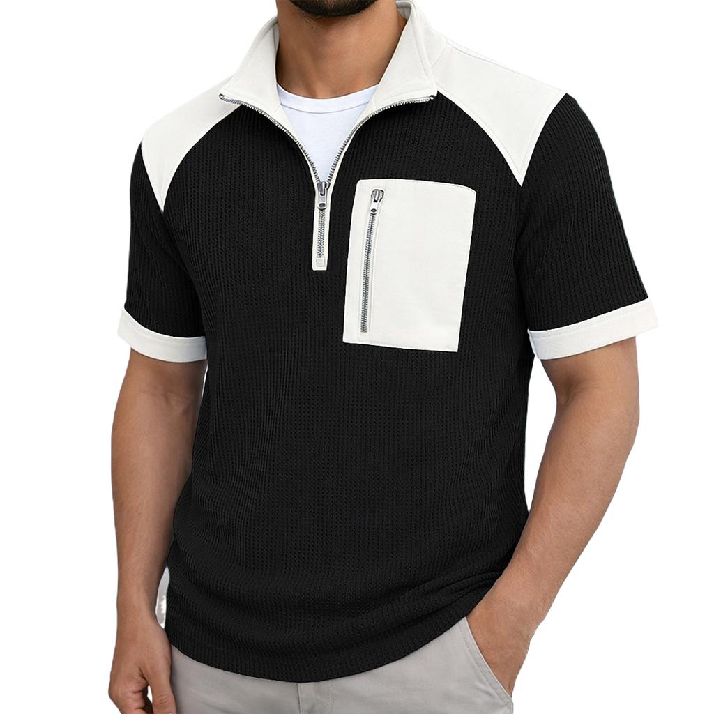 Men's Casual Zip-Up Short-Sleeve Top