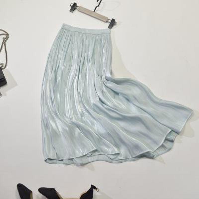 

Solid Color High Waist A- Line Pleated Skirt Pure Color High Waist A- line Pleated Skirt Water Green One Size
