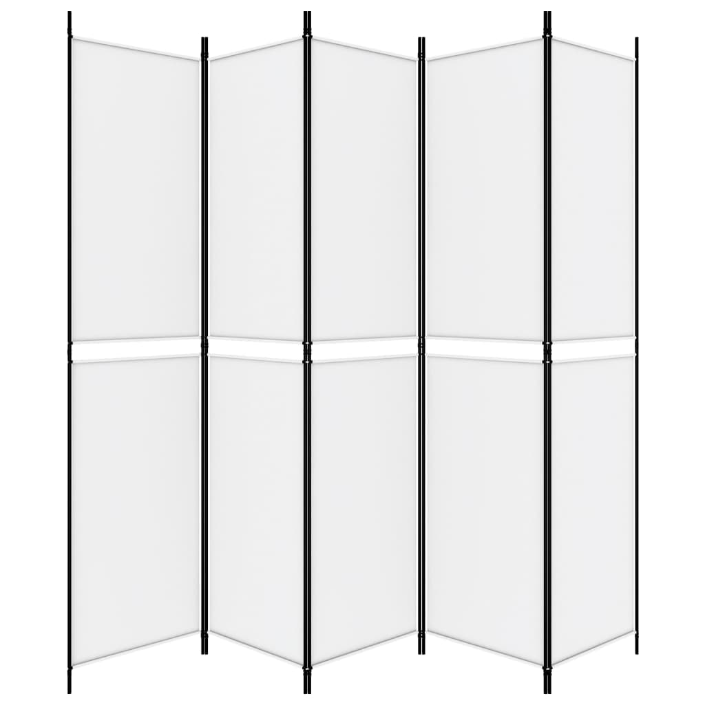 5 Piece White Folding Screen 250 X 220 Cm Fabric