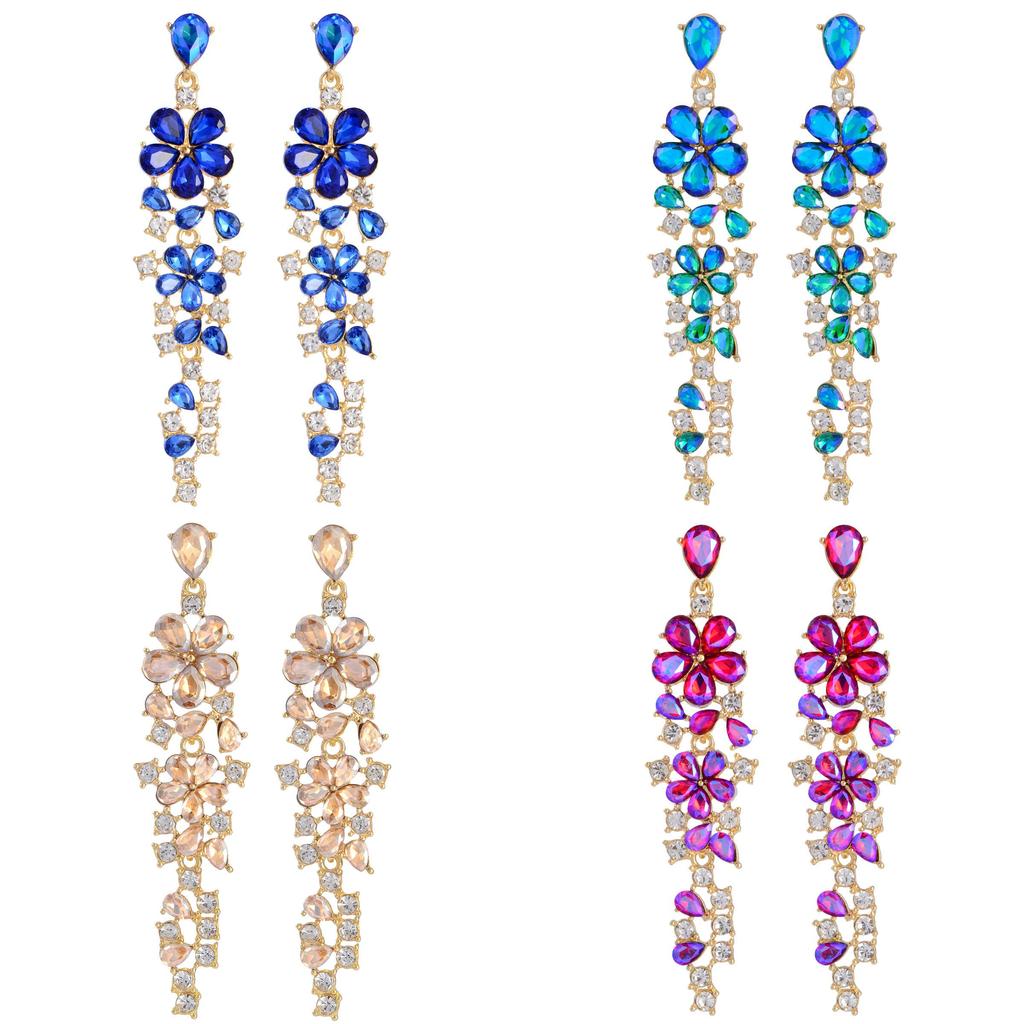 Vintage Floral Ear Jewelry With Zircon Stones For Women Summer