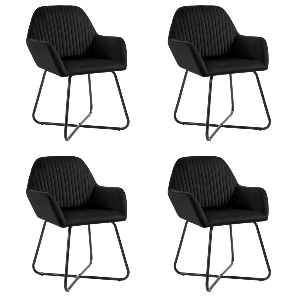 Vidaxl Dining Chairs, 4 Pcs, Black, Upholstered In Velvet