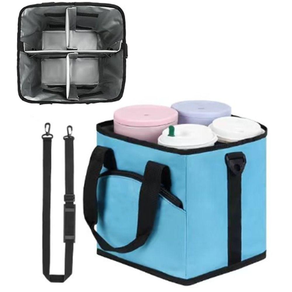 No-Spill Car Drink Carrier Bag 4 Compartment Insulated Vehicle Drink Storage Bag Large Capacity Leak Proof Water Bottle Holder