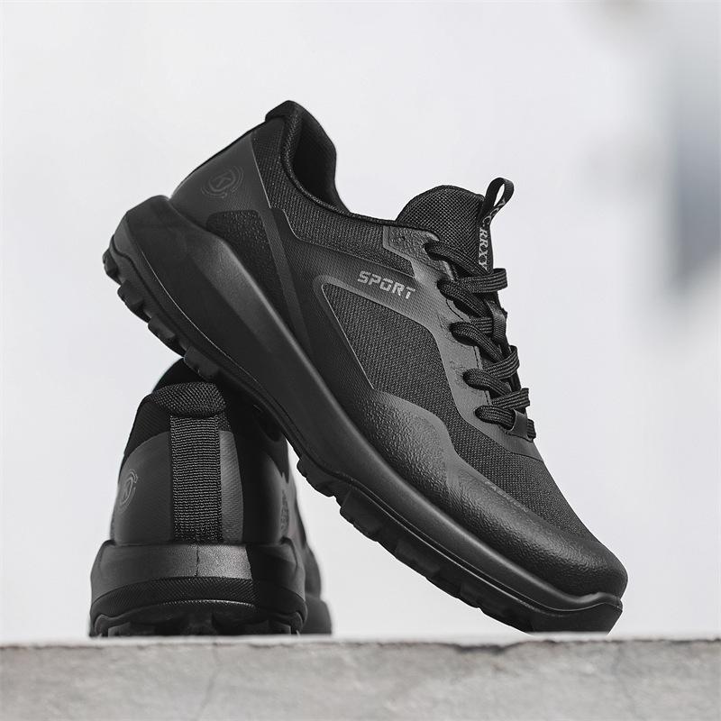 

New sports shoes men s breathable student running shoes outdoor sports hiking shoes men s black casual shoes 45 чёрный