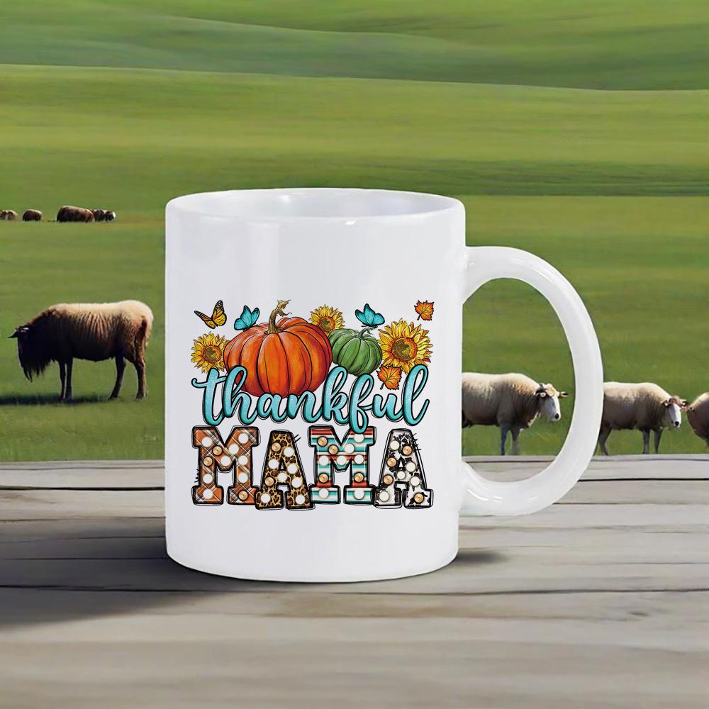Thanksgiving Mug Thanksful Ceramic Mugs Fall Themed Coffee Mug Harvest Beer Cup Juice Cups for Home Office Personalized Gift Bar
