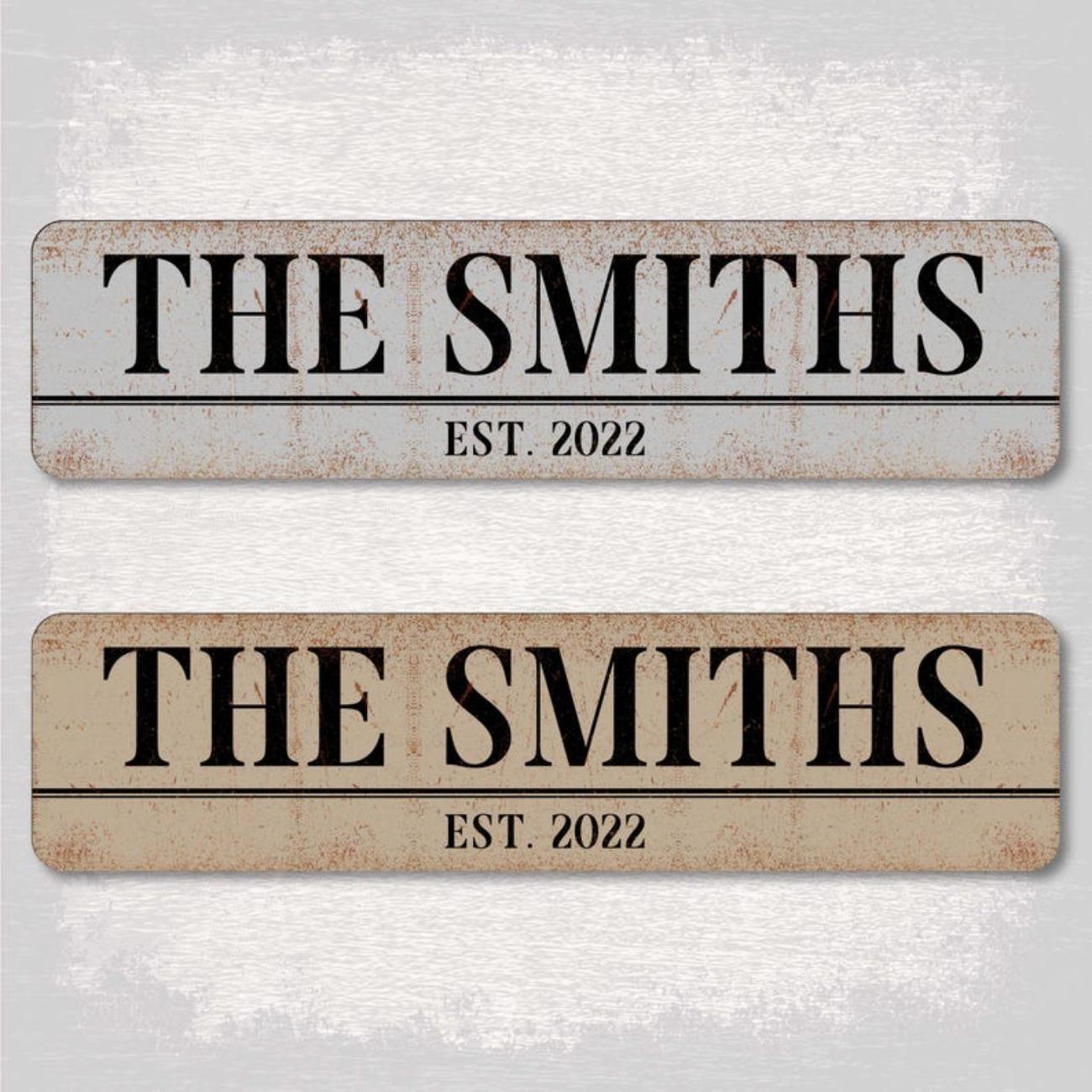 Vintage Family Name Established Sign, Rustic Aluminum Metal Plaque Wall Decor белый